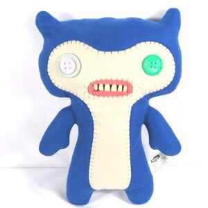 Fuggler Funny Ugly Monster Blue Plush 12 Inch Realistic Teeth Button Eyes Toy